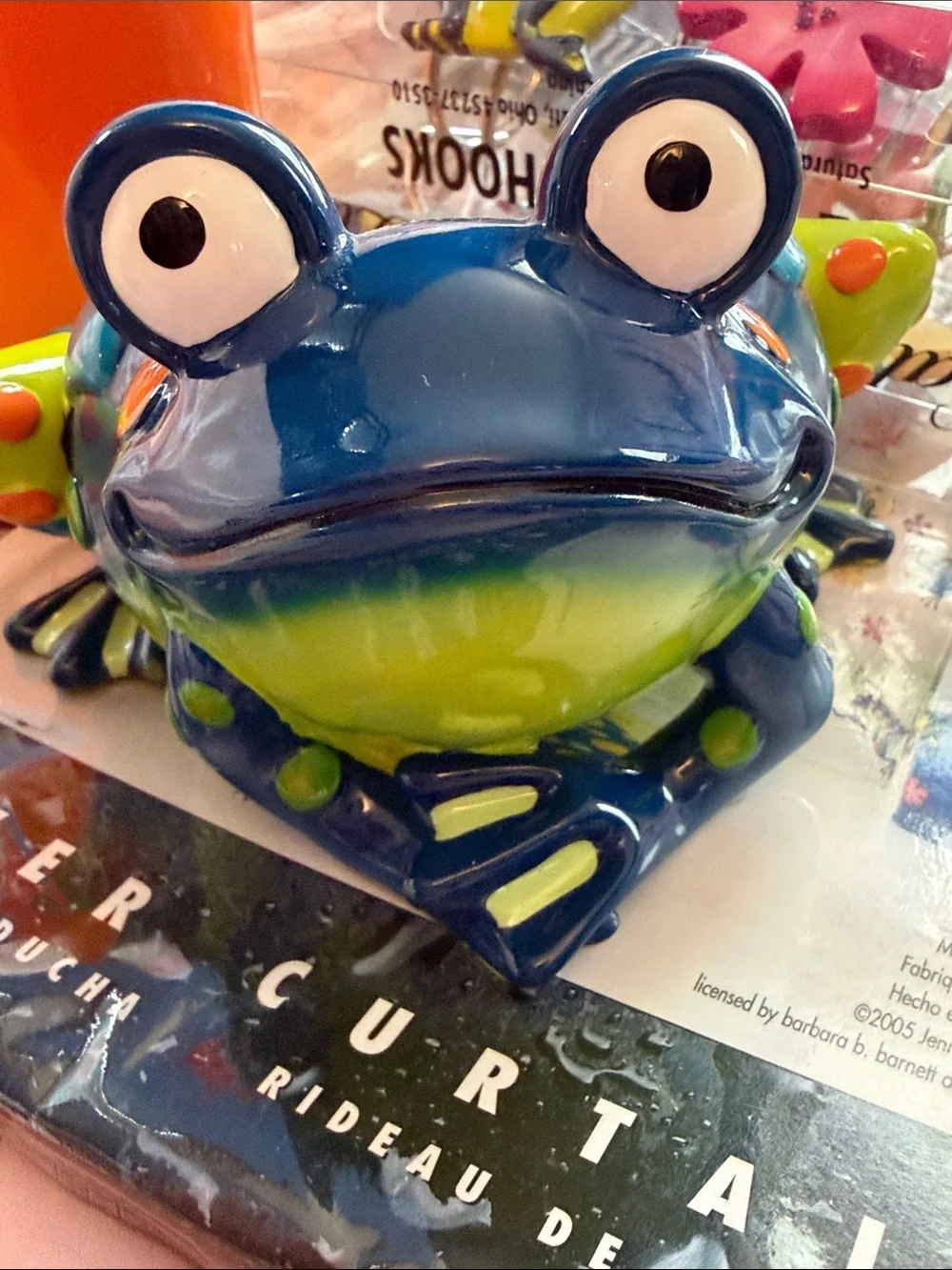 Y2K 2005 VINTAGE RARE TROPICAL FROGS BATH- Curtain, Rings and Frog Tumbler Set!